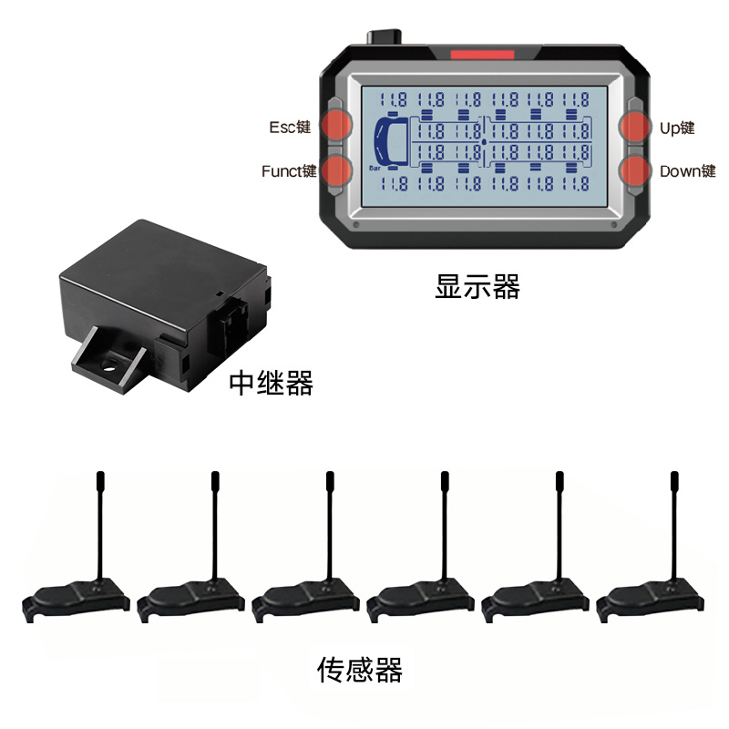 Monitor tire pressure of large vehicle